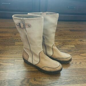 Like New- OTBT Womens Deer Lodge Mid Calf Boots - Tan/Taupe Leather Boots- 8.5
